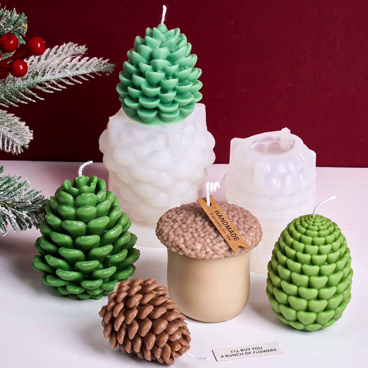 Xmas Candle Making - 3D Pine Cone Silicone Candle Mold
