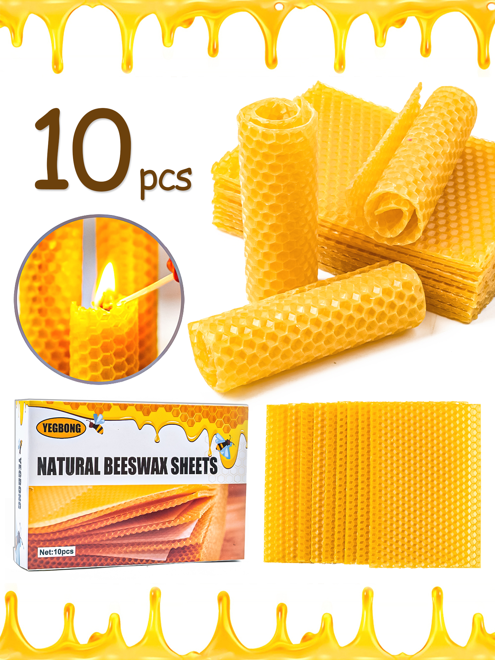 Candle Making Activity - 10Pcs Natural Honeycomb Bee Wax Sheets