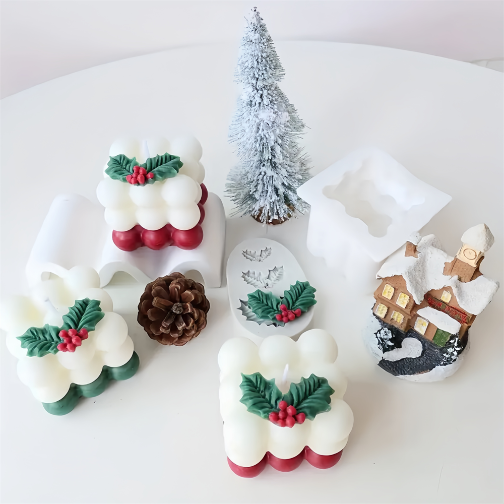 Christmas Holly Leaf Bubble Ca - Xmas Candle Making reseña y precio