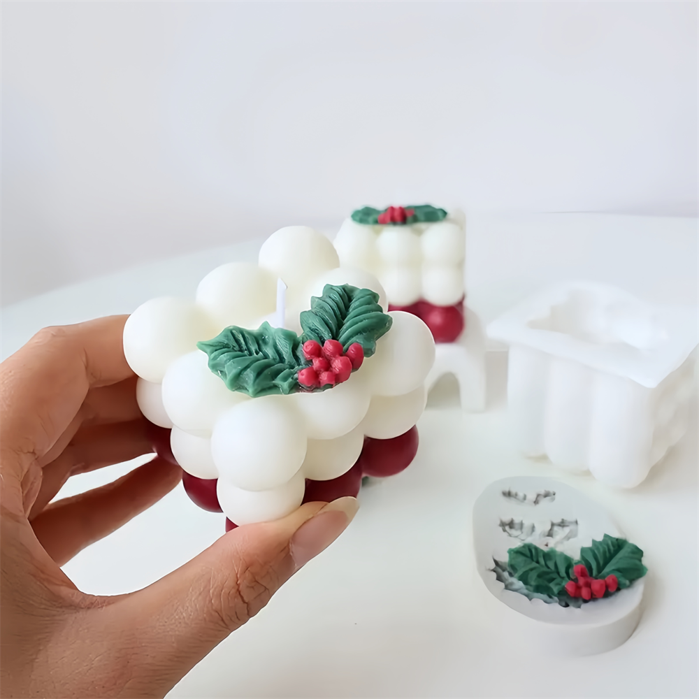 Christmas Holly Leaf Bubble Ca - Xmas Candle Making reseña y precio