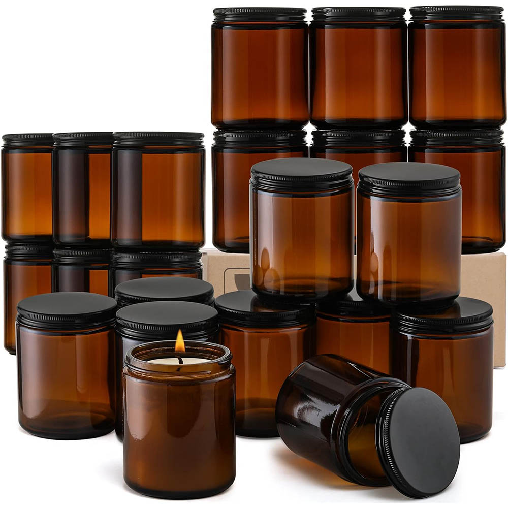 8oz Amber Glass Jars with Blac - Candle Making Glass reseña y precio