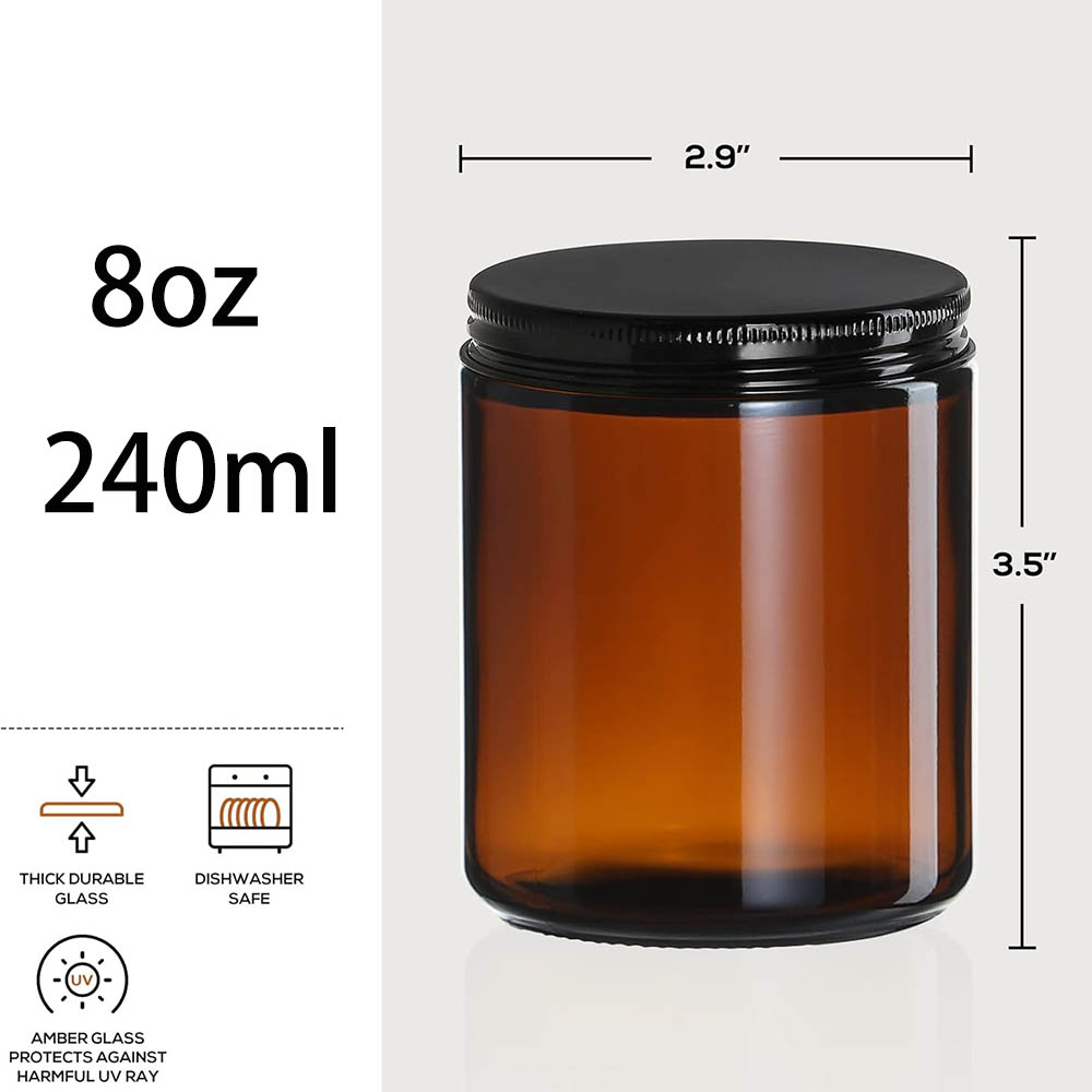 8oz Amber Glass Jars with Blac - Candle Making Glass reseña y precio