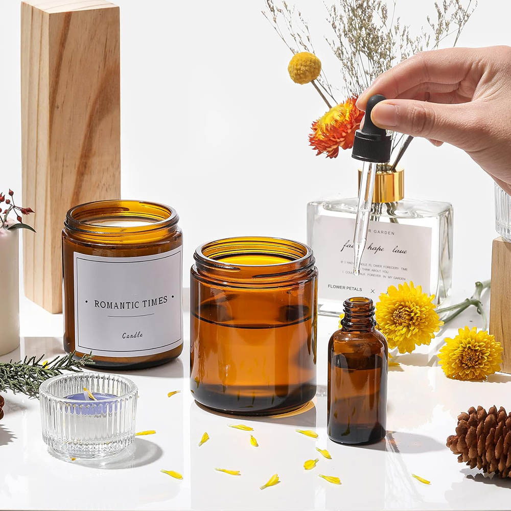 8oz Amber Glass Jars with Blac - Candle Making Glass reseña y precio