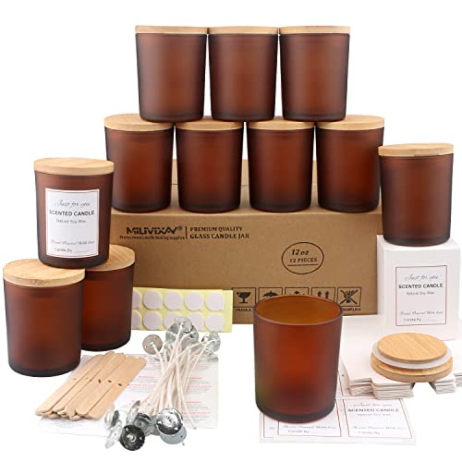 12 Pack 12 OZ Glass Candle Jar - Candle Making Glass reseña y precio
