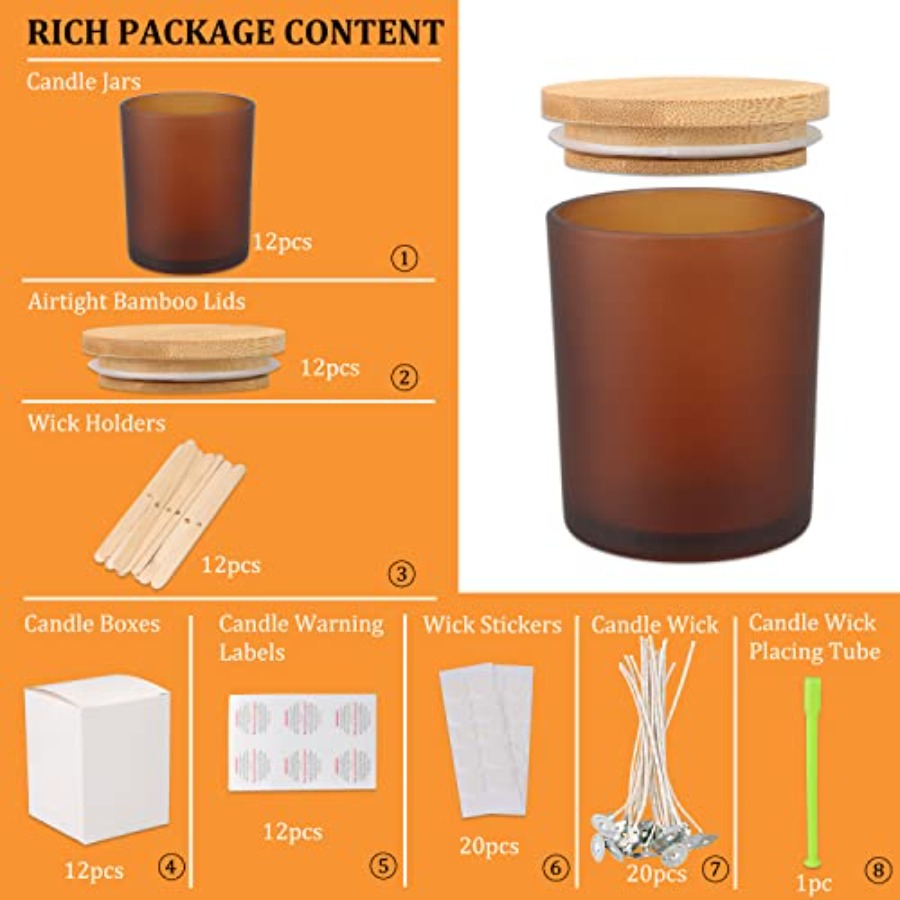 12 Pack 12 OZ Glass Candle Jar - Candle Making Glass reseña y precio