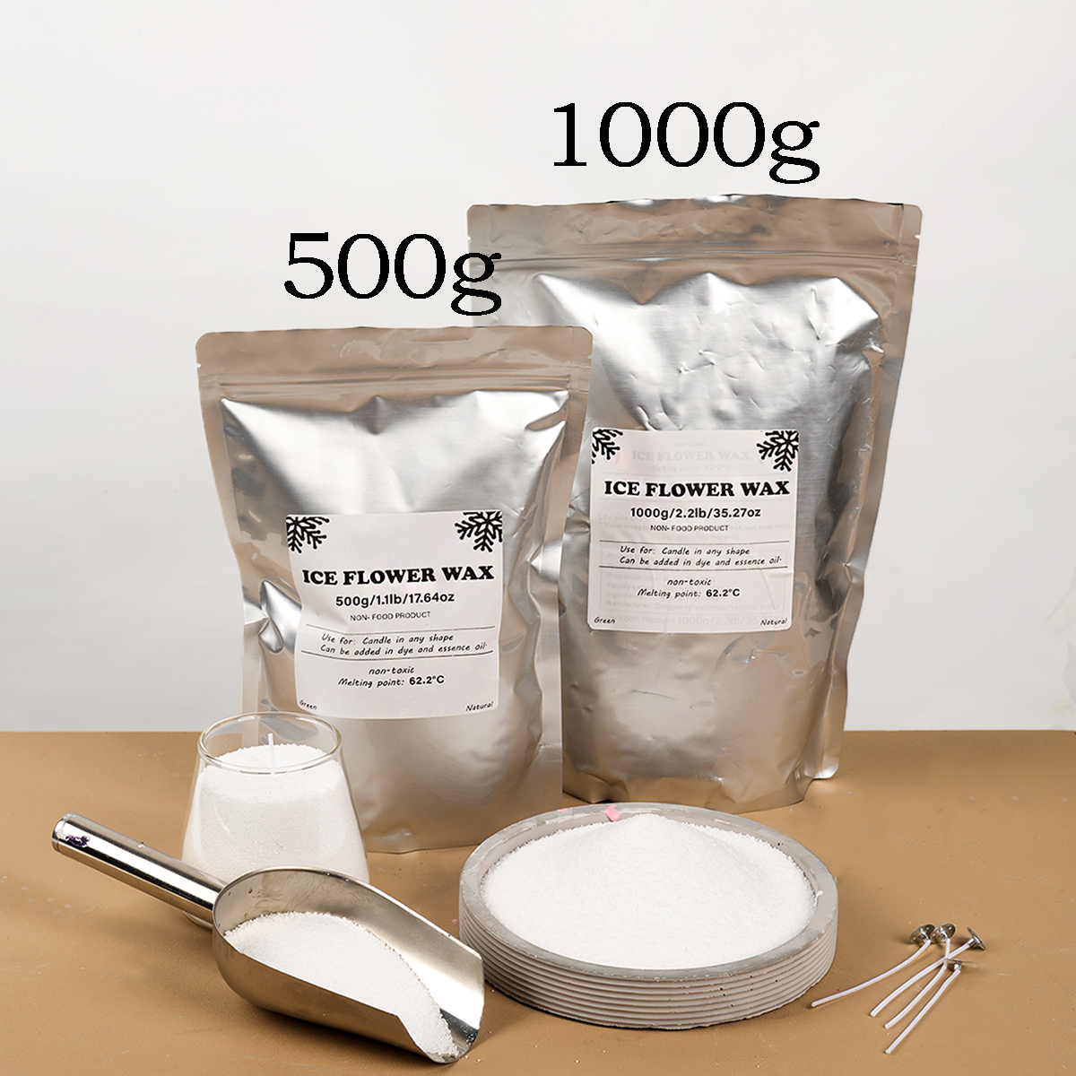 500g/1000g White Sand Wax Ice  - Candle Making Activity reseña y precio