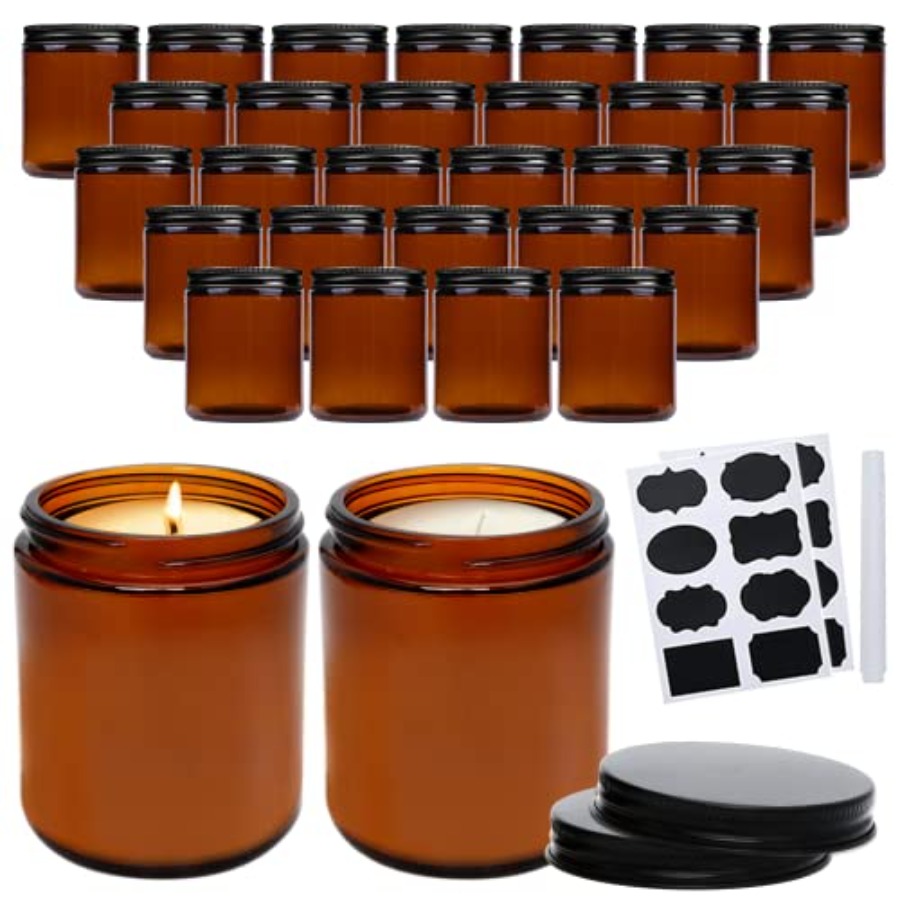 8oz Amber Candle Jars Set of 3 - Candle Making Glass reseña y precio