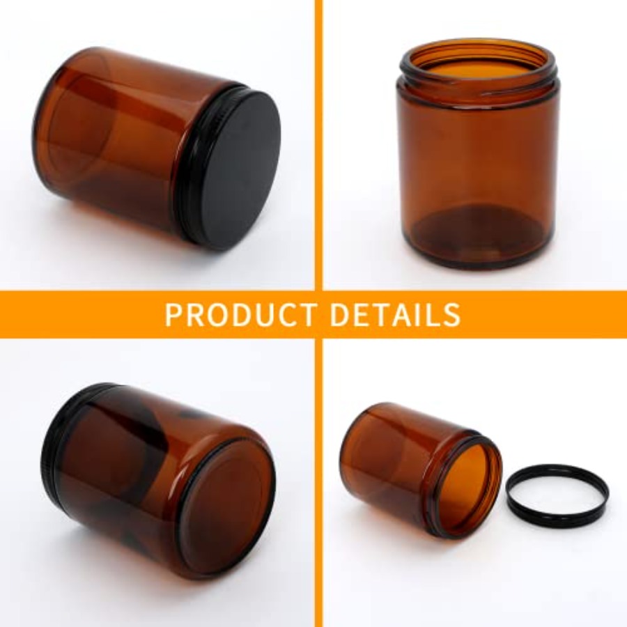 8oz Amber Candle Jars Set of 3 - Candle Making Glass reseña y precio